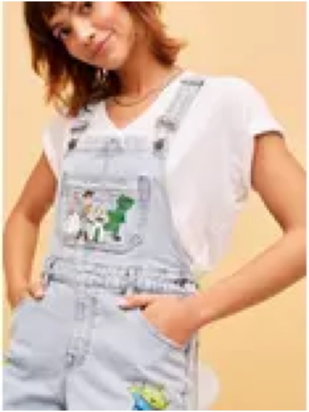 NWT Disney Pixar Denim Overalls with Colorful Toy Story Patch - Picture 3 of 10